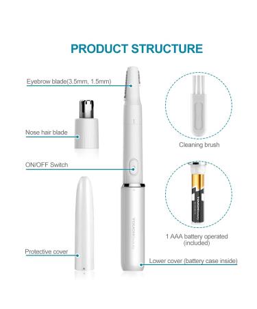 Nasal Hair Trimmer & Eyebrow Trimmer - Precision Touch Beauty Painless Nose Hair Cutter for Men & Women - AG-1458W (White) - Buy Online on SooperMarket.com