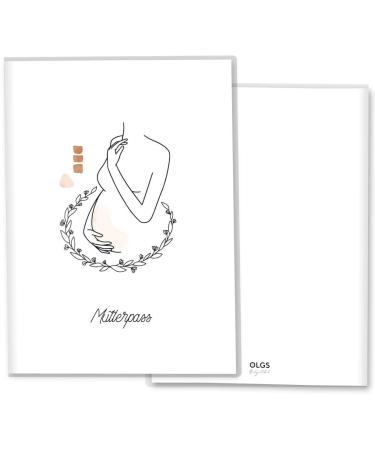OLGS 3-part mother passport cover Modern Lineart |Pregnancy Gift idea for the mother pass |For expectant mothers with a subject of ultrasound images (protective cover without personalization FAITH) Germany Mother Pass Faith
