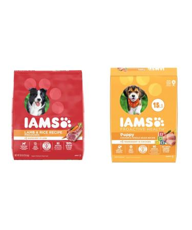 IAMS Proactive Health Adult Dry Dog Food + IAMS Puppy Dry Dog Food Chicken and Whole Grains Bundle 13.6 kg Dog Food + Dog Food 6.80kg
