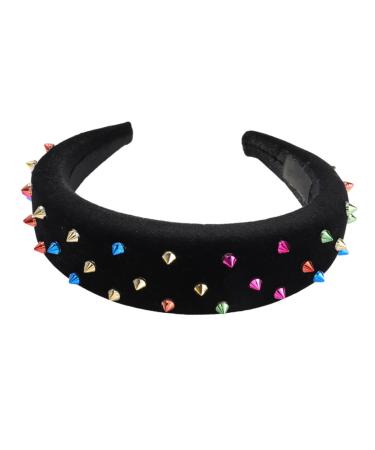 Mikinona Headband Sponge Hairband Hair Ribbon Eye Shadow Container Paper Fans Party Decorations Sponges Rivet Hair Hoop Hairpins Wide Sponge Hair Band Punk Costume Hairband Acrylic