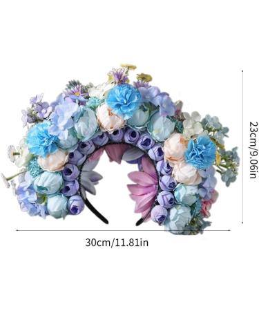 JSGHGDF Bridal Garlands Florals Crown Wedding Flower Headband Beach Wreath Hairband Girls Hair Accessory Women Head Hoop Props Blue - Buy Online on SooperMarket.com