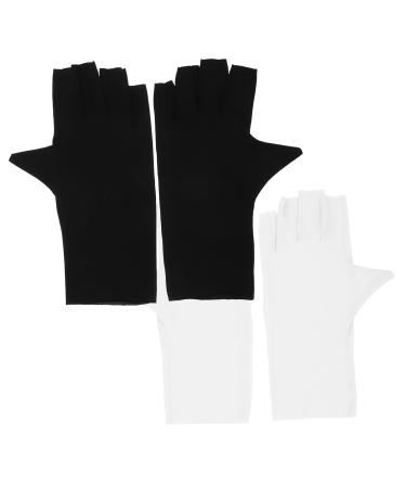 ABOOFAN 2 Pairs Half Finger Gloves Nylon Gloves Anti-uv Gloves Nail Dryer Gloves Pink Gloves Sun Gloves Nail Art Accessory Uv Gloves for Manicure Breathable Sun Protection Gloves Gel 21x12x0.1cm As Shown