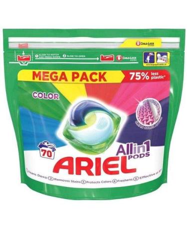 Ariel Colour All-in-1 Washing Detergent Capsules 70-Piece Color Fresh. 70 Count (Pack of 1)