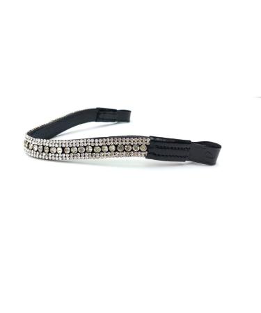 Equipride of beautiful horse straps with shiny sparkling sparkling rhinestones in an arched shape bright black leather pony 14 "