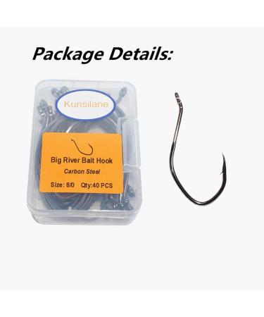 Big River Catfish Hooks: 40pcs Black Nickel 8/0 High Carbon Steel Fishing Hook Set - Buy Online on SooperMarket.com