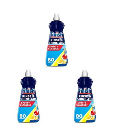 Finish | Finish Dishwasher Rinse & Shine Aid | Lemon| 400ml | For Drier Glasses and Spot Prevention (Pack of 3)
