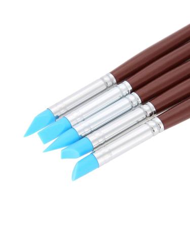 5pcs Dental Silicone Pen Set - Wooden Handle Blue Head Modeling Tools for Tooth & Manicure - International Shipping Available - Buy Online on SooperMarket.com