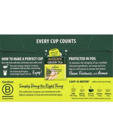 Bigelow Green Tea with Ginger Plus Probiotics 18 Tea Bags - Buy Online on SooperMarket.com