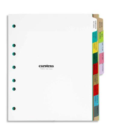 Carstens Heavy Duty Plastic Long-Term Care Divider Set 14-Tab Type I Multi-Color for Side-Opening 3-Ring and 5-Ring Binders 14-Tab Without Die Cuts (Type I) White