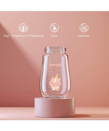 POTATO Glass Baby Bottles - Anti-Colic Breastfeeding Bottles with Medium Flow Nipple - 6 oz Pink - Suitable for Babies 3-6 Months - Buy Online on SooperMarket.com