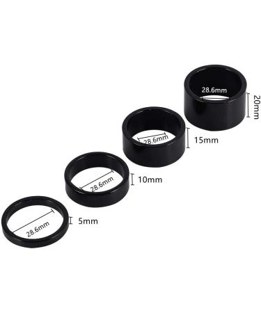 Dioche 4Pcs Aluminum Alloy Bike Headset Spacer Set - 5mm/10mm/15mm/20mm Black - Buy Online on SooperMarket.com
