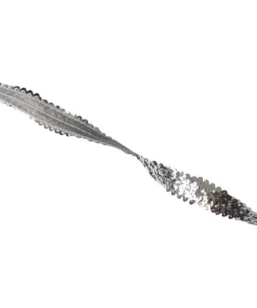 Gnognauq 10 Yards 1 Elastic Sequin Glitter Trim Spool - Metallic Silver Ribbon Trim for Wedding Dress, Headbands - 3-Row Paillette Fabric Embellishment - Buy Online on SooperMarket.com