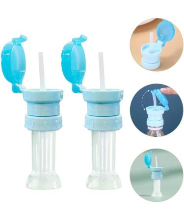 Kisangel 2pcs Spill-Proof Water Bottle Caps with Straw for Kids - Sky Blue | Portable Twist Cover Sippy Cap for Juice and Soda - Buy Online on SooperMarket.com