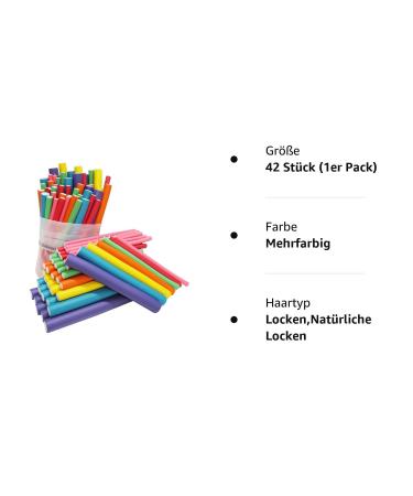 Premium Papilotten Lockenrifler - 42 Multi-Colored Flexi Rods for Gentle Natural Curls Overnight | Ideal for Large & Small Curls - Buy Online on SooperMarket.com