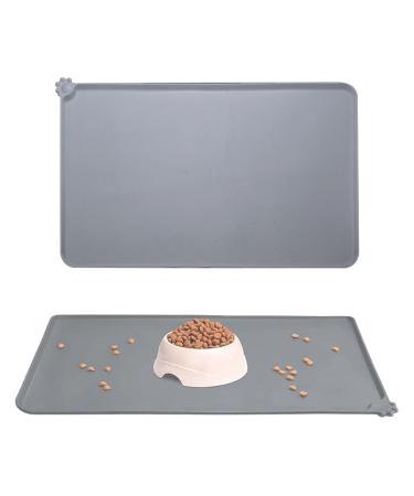 1pcs Gray Pet Feeding Mat (48cm*30cm) Silicone Cat and Dog Feeding Mat Pet Food Mat Pet Bowl Placement Tray Non-slip and Waterproof Suitable for Dogs and Cats