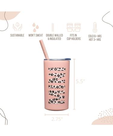 Lucky Love Mini Stainless Steel Leopard Insulated Kids Cup - Spill Proof Toddler Tumbler with Lid & Straw (Mini Blush Leopard) - Buy Online on SooperMarket.com