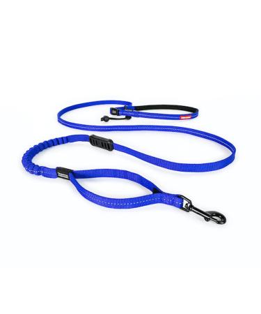 Ezydog jogging dog leash for small and medium -sized dogs - jogging leash runner lite 210cm - leash for jogging with dog reflective elastic with bungee jerk dampers (12mm blue) 1.2 x 210cm blue