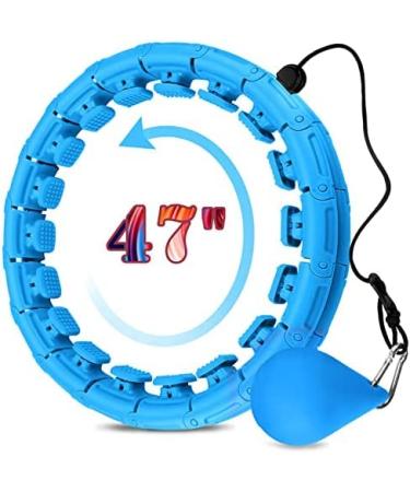Smart Weighted Fit Hoop for Adults Weight Loss, 24 Adjustable Detachable Knots, Fitness Hoop Plus Size, 2 in 1 Abdomen Fitness Massage Hoop for Adults and Beginners pink