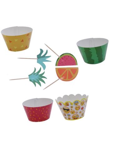 PRETYZOOM 24pcs Hawaii Fruit Toppper Top Hat Hawaii Toppper Fringe Child Cake