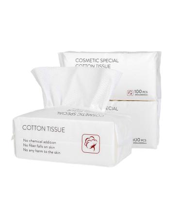 Trendy Moon Extra Soft Thick Dry Wipes Made of Pure Cotton Disposable Cotton Facial Tissues for Sensitive Skin (7.87 x7.87 -300 Count)