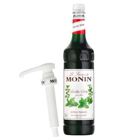 MONIN Premium Coffee Syrup 1 Litre Green Mint and Pump coffee 1 l (Pack of 1)