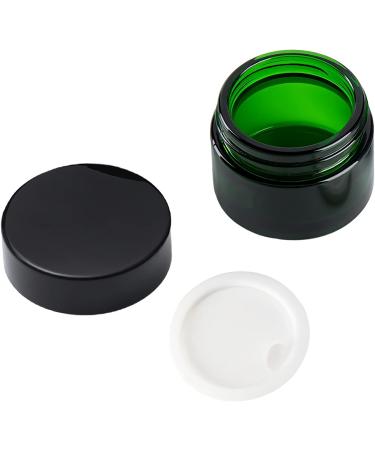 Zeoabsy 12-Piece 20ml Green Glass Cream Jar Set with Black Screw Caps & Spatulas | Ideal for Gels & Creams - International Shipping Available - Buy Online on SooperMarket.com