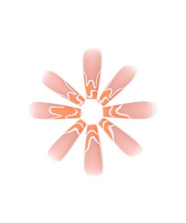 Brishow Artificial Long False Nails - 24pcs Wave Press On Nails for Women & Girls (Orange) - International Shipping Available - Buy Online on SooperMarket.com