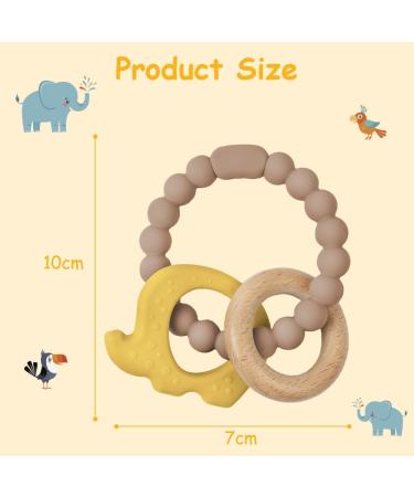 Vicloon Silicone and Wood Teething Toy for Baby - Easy to Clean Octopus Teether Chew Toy for Boys & Girls (Grey - Buy Online on SooperMarket.com
