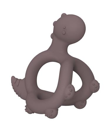 BIGSPINACH 3D Dinosaur Chew Teething Rings for Babies 3-24 Months with Pacifier Clip  Silicone Teething Toys  Hand Teethers for Babies (Brown) Pink