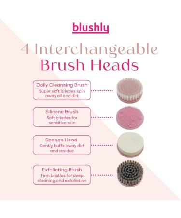 Blushly Facial Cleansing Brush - 360 Degree Exfoliating Facial Brush - Skin Care Routine Essential for Deep Cleaning - Pink - Buy Online on SooperMarket.com