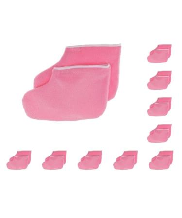 10 Set of Professional Paraffin Wax Therapy Terry Cloth Booties for Feet Spa Pedicure 10 Set of (Pink)