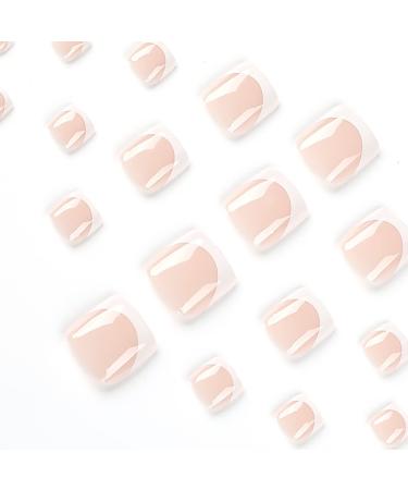 French White Square Short Full Cover Fake Toe Nails 24PCS - Toe Nails with Glue Sticker and File - False Gel Toe Nails Tips for Women, Teens, Girls - Buy Online on SooperMarket.com