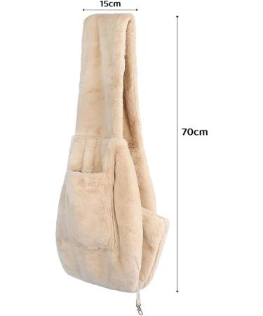Warm Plush Small Dog Sling Cat Carrier Hand-Free Pet Sling Carrier Pet Puppy Travel Bag Cat Carrier Shoulder Bag Outdoor Travel Puppy Carrier Bag for Daily Walk Travel Outdoor Beige - Buy Online on SooperMarket.com