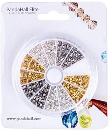 PandaHall Tube Crimp Beads 3000 Pcs Brass Spacer Beads for Jewelry Making - Golden/Silver/Platinum - 1.5mm, 2mm, 2.5mm - Buy Online on SooperMarket.com