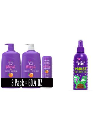 Aussie Total Miracle Shampoo Conditioner & 3 Minute Miracle Treatment + Aussie Kids Moist Detangler Bundle