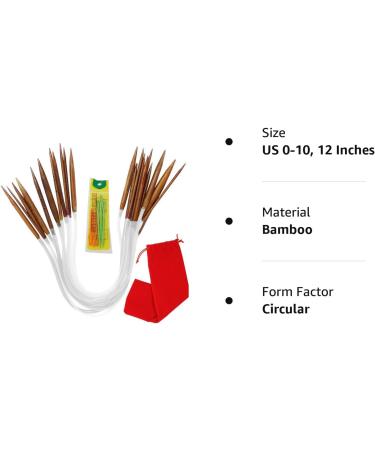 KnitPal 12-inch Short Circular Knitting Needles Set - 11 Sizes for Babies, Sleeves, Socks - Free Patterns eBook - US 0-10 (2-6mm) - Buy Online on SooperMarket.com