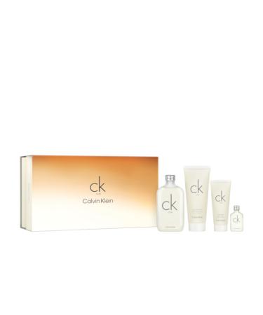 Calvin Klein CK One Eau de Toilette Citrus Unisex Fragrance With Notes of Green Tea Bergamot Cardamom Violet & Amber Luxury Unisex Perfumes Long Lasting Fragrance 4piece set(6.7floz.+6.7floz.+3.3floz.+0.5floz.)