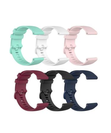TenCloud 6-Pack Bands Compatible with Garmin Venu 2 Plus Venu SQ 20mm Wrist Strap Quick Release Waterproof Soft Silicone Band for Venu Sq Music Smartwatch