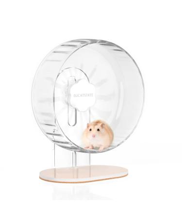 Bucatstate Hamster Wheel Super-Silent 26cm with Adjustable Base Dual-Bearing Exercise Wheel Quiet Spinning Running Wheel for Dwarf Syrian Hamster Gerbils and Other Small Animals 26cm Tranparent