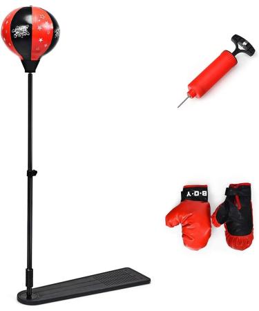 Costzon Punching Bag with Stand - Height Adjustable Reflex Bag with Boxing Gloves, Hand Pump - Freestanding Boxing Set for Adults, Teens, and Kids - Speed Training, Fitness, Stress Relief, Exercise - Buy Online on SooperMarket.com