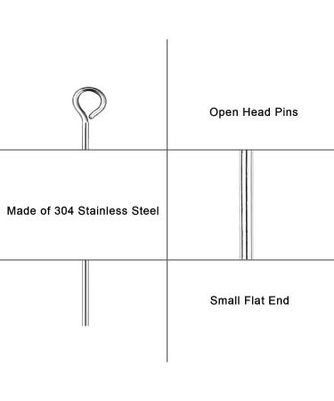 DADIFEN 304 Stainless Steel Eye Pins 40mm 200pcs/Box - DIY Jewelry Making Supplies for Earrings, Necklaces, and Bracelets - Buy Online on SooperMarket.com