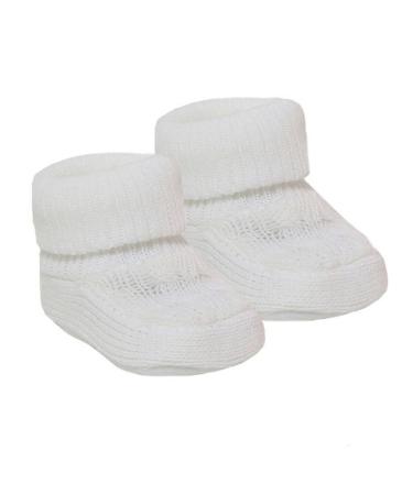 Soft Touch Royal Icon Newborn Baby Booties Baby Boys Girls Knitted Booties 1 Pair Plain Bootees NB-3 Months 1118 0 Months White