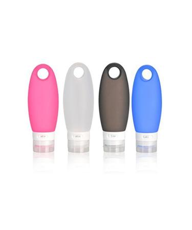 MUUZONING 4 piece-98ml silicone travel bottles suction cup with holes-colored with a transparent aircraft cultural bag no leak with travel bottles for shampoo cream rinsing and body care 4 x 98ml + bag