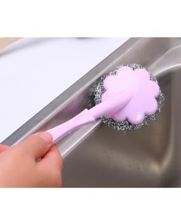 kesurpae ABS Steel Wire Cleaning Brush Portable Long Handle Washable Reusable Household Kitchen Cooking Bench Plate Brushes Purple - Buy Online on SooperMarket.com