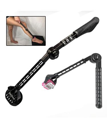 Extender Handle - Full Body Shaver for Men & Women with 20" Extension Holder - Adjustable & Foldable Includes Detachable Lotion Applicator for Back Legs Arms Articulating Head - Pink