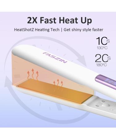 Faszin Ionic Titanium Hair Straightener | Fast Heat Up Flat Iron with LCD Display | 2 in 1 Styling Tool for Smooth & Shiny Hair (White) - Buy Online on SooperMarket.com