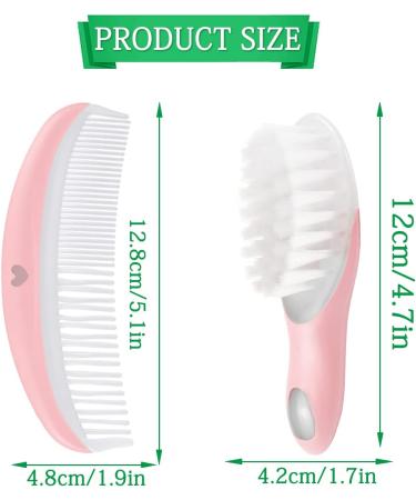 LNQ LUNIQI Baby Brush and Comb Set Soft Bristle Baby Brush Massage Scalp Brush for Newborn Cradle Cap Scalp Cleaning Care (Pink) - Buy Online on SooperMarket.com