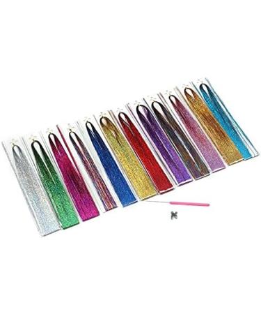 Hair Tinsel Strands with 12 Colors Hair Tinsel Strands Kit Hair Extensions Shiny Silk Tinsel - Buy Online on SooperMarket.com