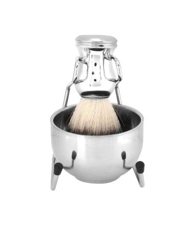 Premium Stainless Steel Shaving Brush Set - Beard Brush Holder Stand & Soap Dish | International Shipping - Buy Online on SooperMarket.com