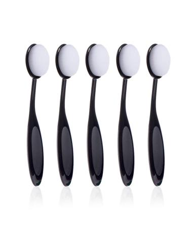 UNIMEIX 5 Pack Craft Ink Blending Brushes Set Tool Oval Makeup Brushes Blender Brush for Card Making(Size 4 0.8" Brush Head Black) 5 Pack Black